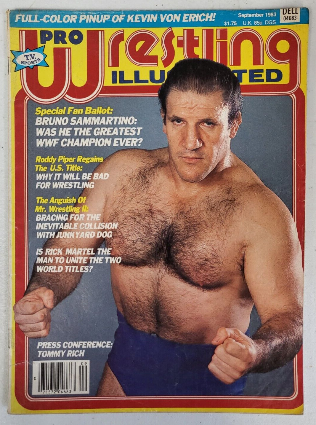 PRO WRESTLING ILLUSTRATED MAGAZINE BRUNO SAMMARTINO COVER SEPTEMBER 1983 RARE