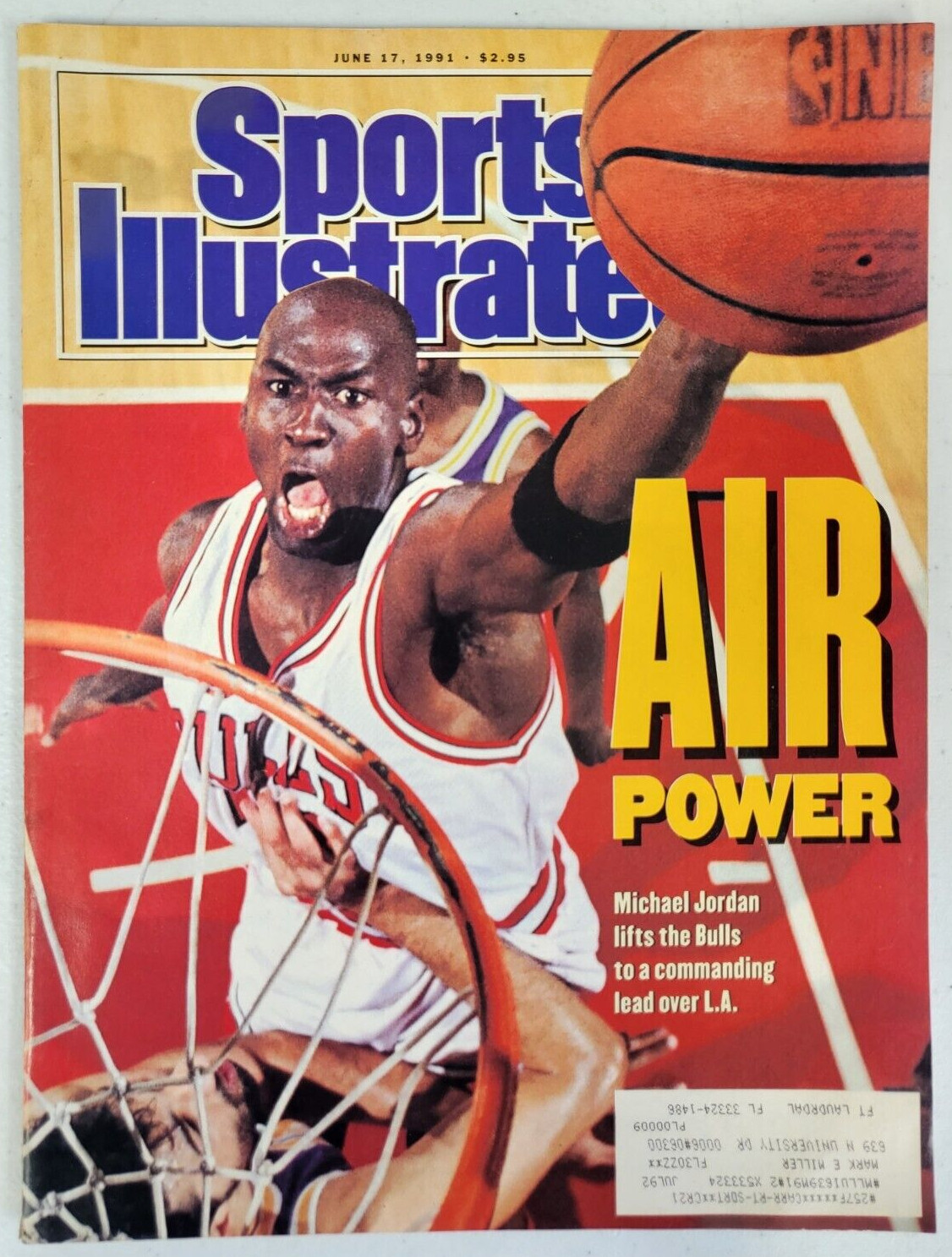SPORTS ILLUSTRATED AIR POWER MICHAEL JORDAN COVER 6/17/91 NBA RARE