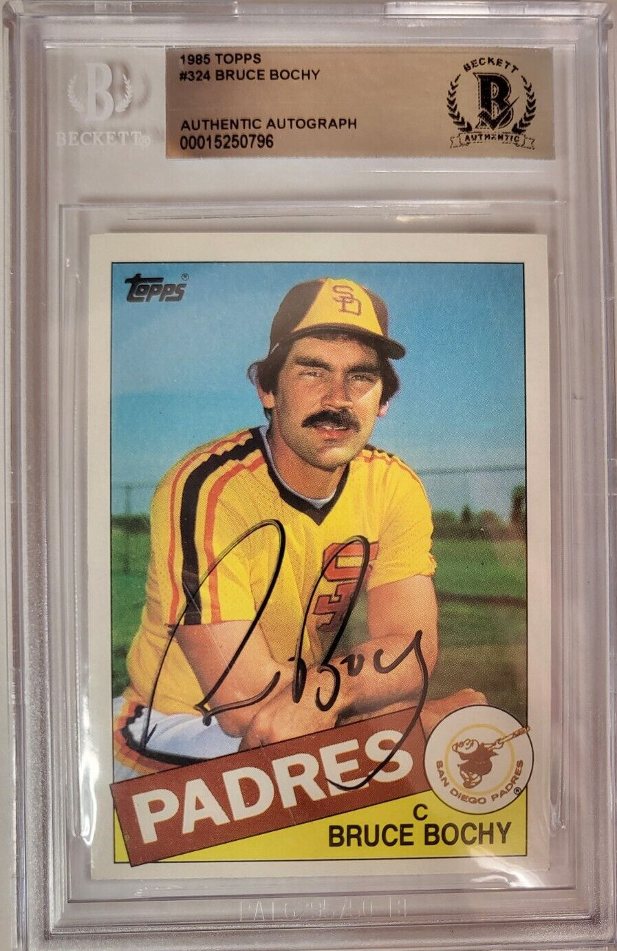 1985 TOPPS BRUCE BOCHY PADRES #324 AUTO SIGNED CARD BECKETT AUTHENTIC