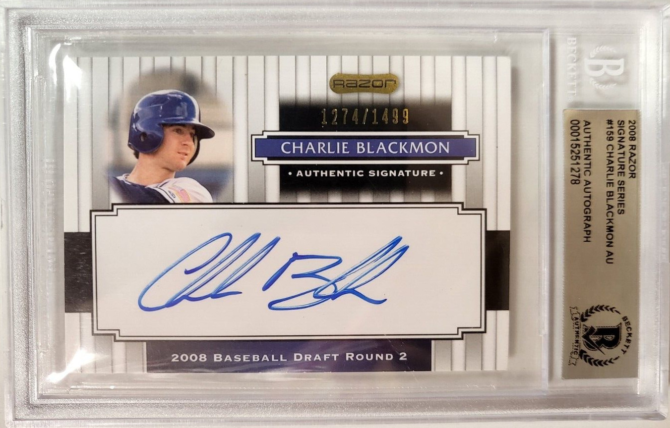 2008 RAZOR SIGNATURES CHARLIE BLACKMON AUTO SIGNED CARD BECKETT AUTHENTIC