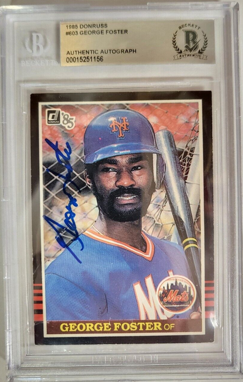 1985 DONRUSS GEORGE FOSTER METS #603 AUTO SIGNED CARD BECKETT AUTHENTIC