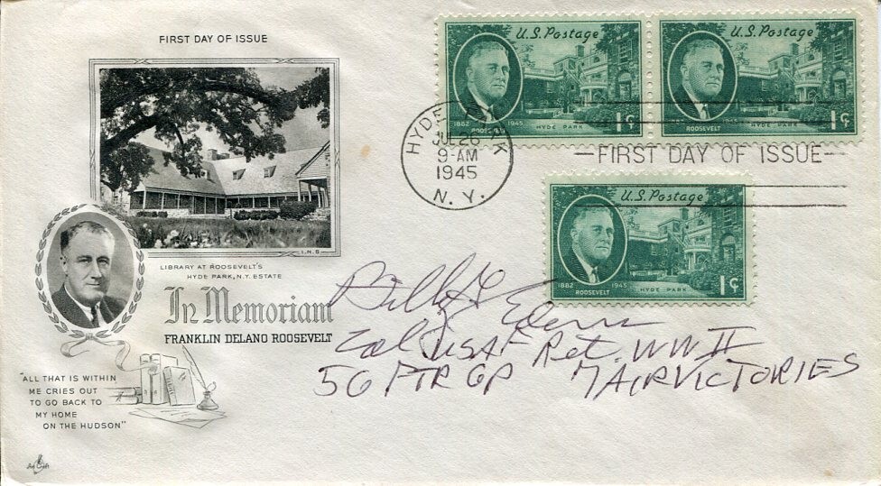Billy Edens WWII War Fighter Ace DFC POW Rare Signed Autograph FDC