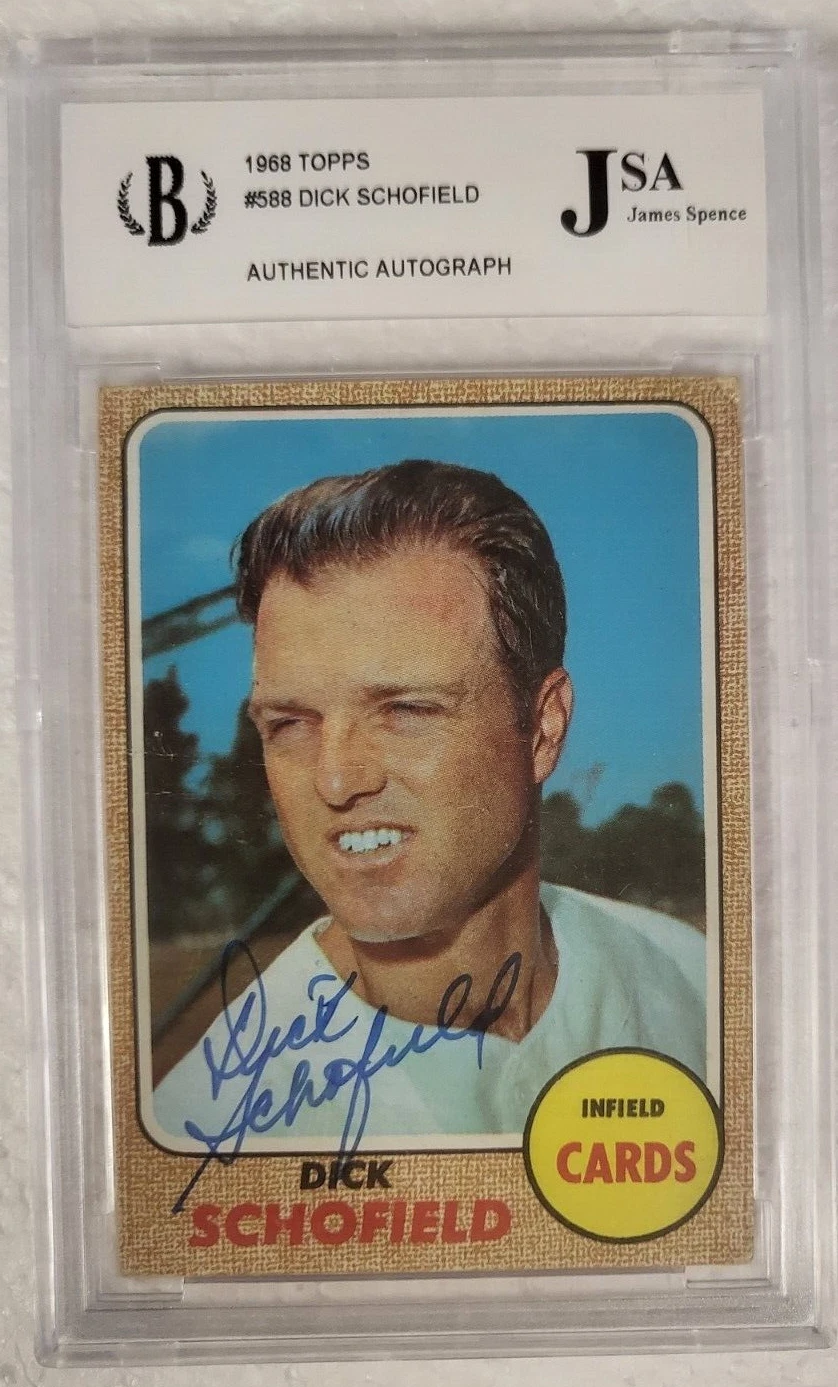 1968 TOPPS DICK SCHOFIELD STL CARDINALS SIGNED AUTOGRAPHED AUTO #588 CARD JSA