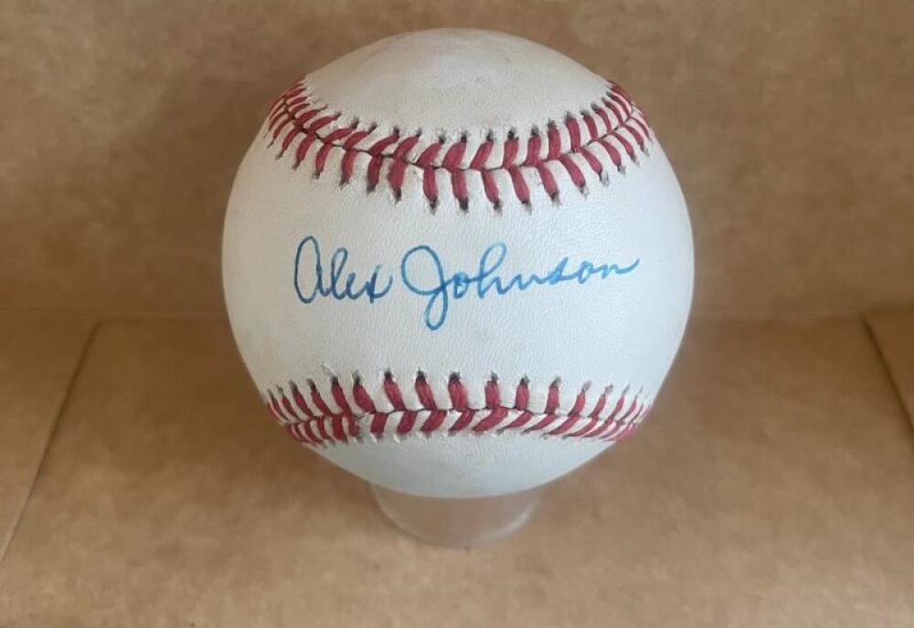 ALEX JOHNSON INDIANS/PHILLIES RARE SIGNED A.L. BASEBALL JSA AUTH