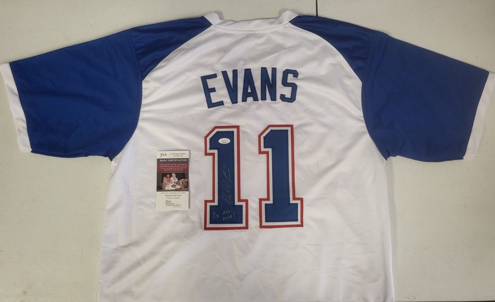 DARRELL EVANS #11 ATLANTA BRAVES 2X ALL-STAR AUTO SIGNED CUSTOM JERSEY XL JSA **