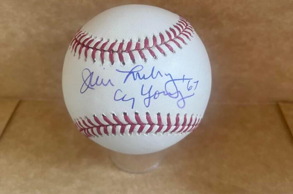 JIM LONBORG CY YOUNG 67 RED SOX  SIGNED AUTOGRAPHED M.L. BASEBALL BECKETT AUTH