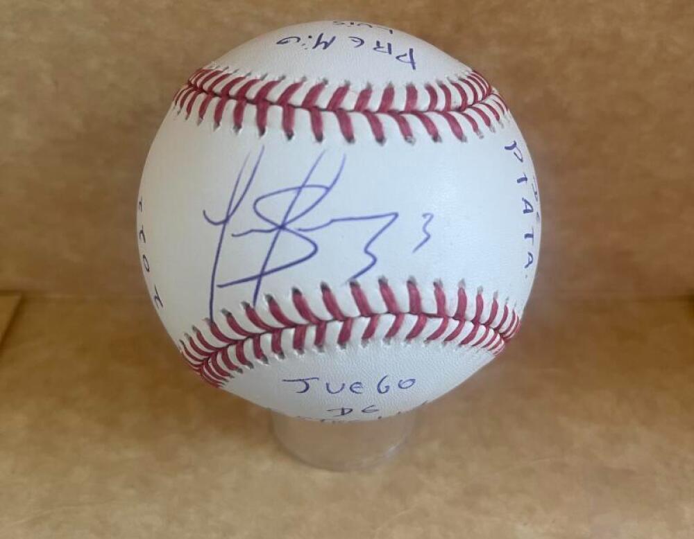 LUIZ ARRAEZ MARLINS STATS SIGNED AUTOGRAPHED M.L. BASEBALL JSA AUTH