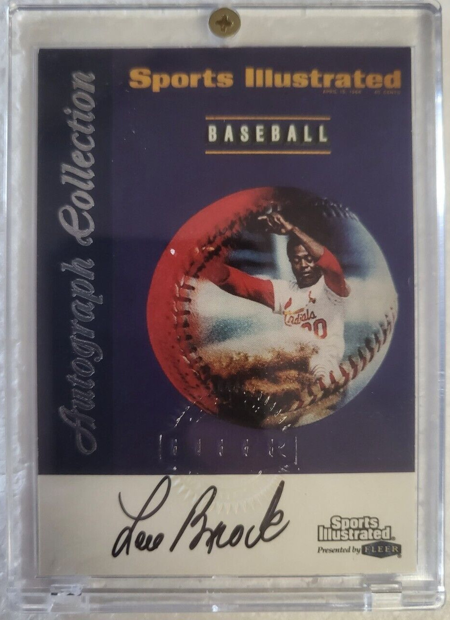1999 FLEER SPORTS ILLUSTRATED LOU BROCK ST. LOUIS CARDINALS SIGNED AUTO CARD
