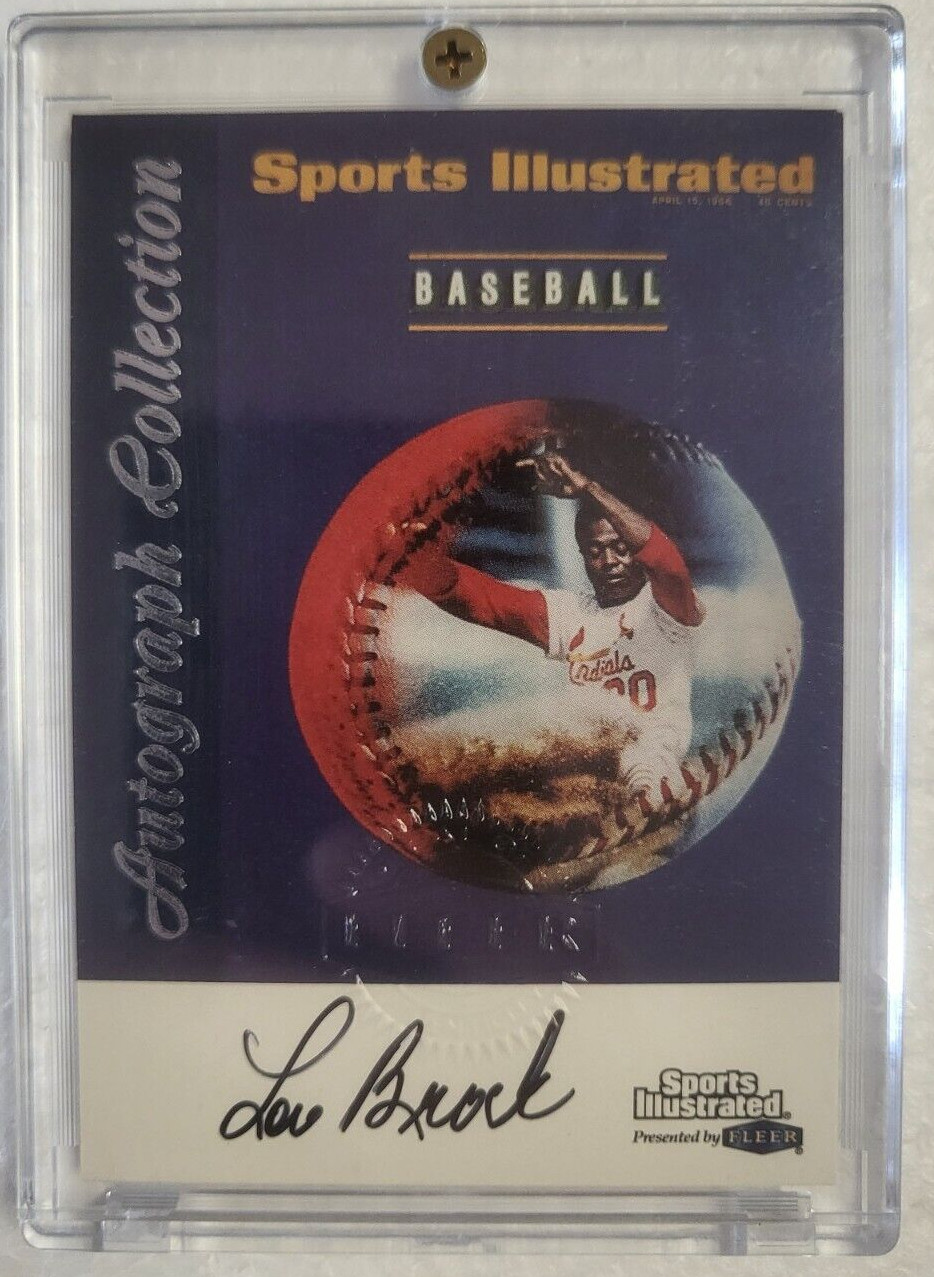 1999 FLEER SPORTS ILLUSTRATED LOU BROCK ST. LOUIS CARDINALS SIGNED AUTO CARD *