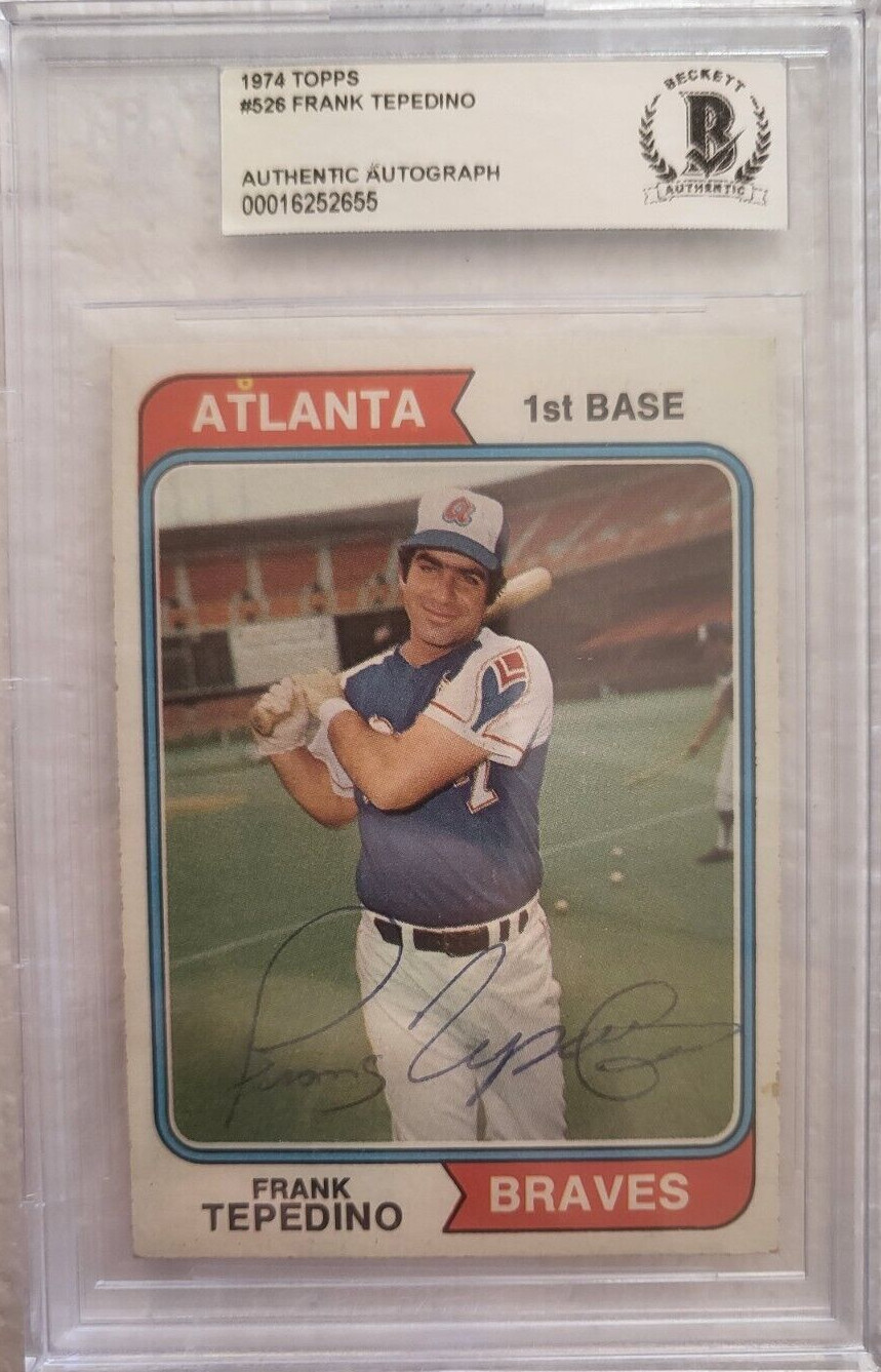 1974 TOPPS FRANK TEPEDINO ATLANTA BRAVES SIGNED AUTOGRAPHED #526 CARD BECKETT