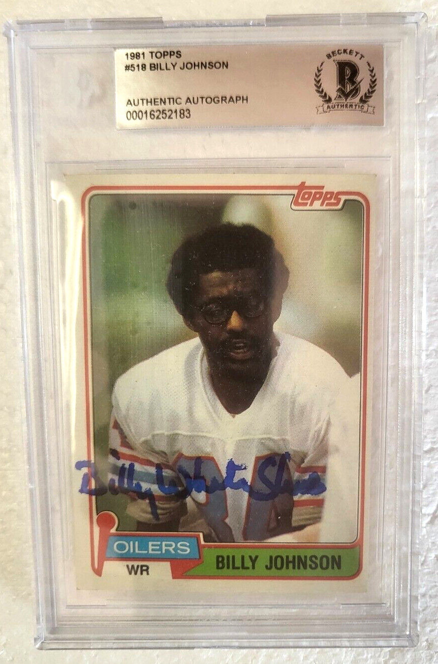 1981 TOPPS BILLY WHITE JOHNSON HOUSTON OILERS SIGNED AUTOGRAPH #518 CARD BECKETT