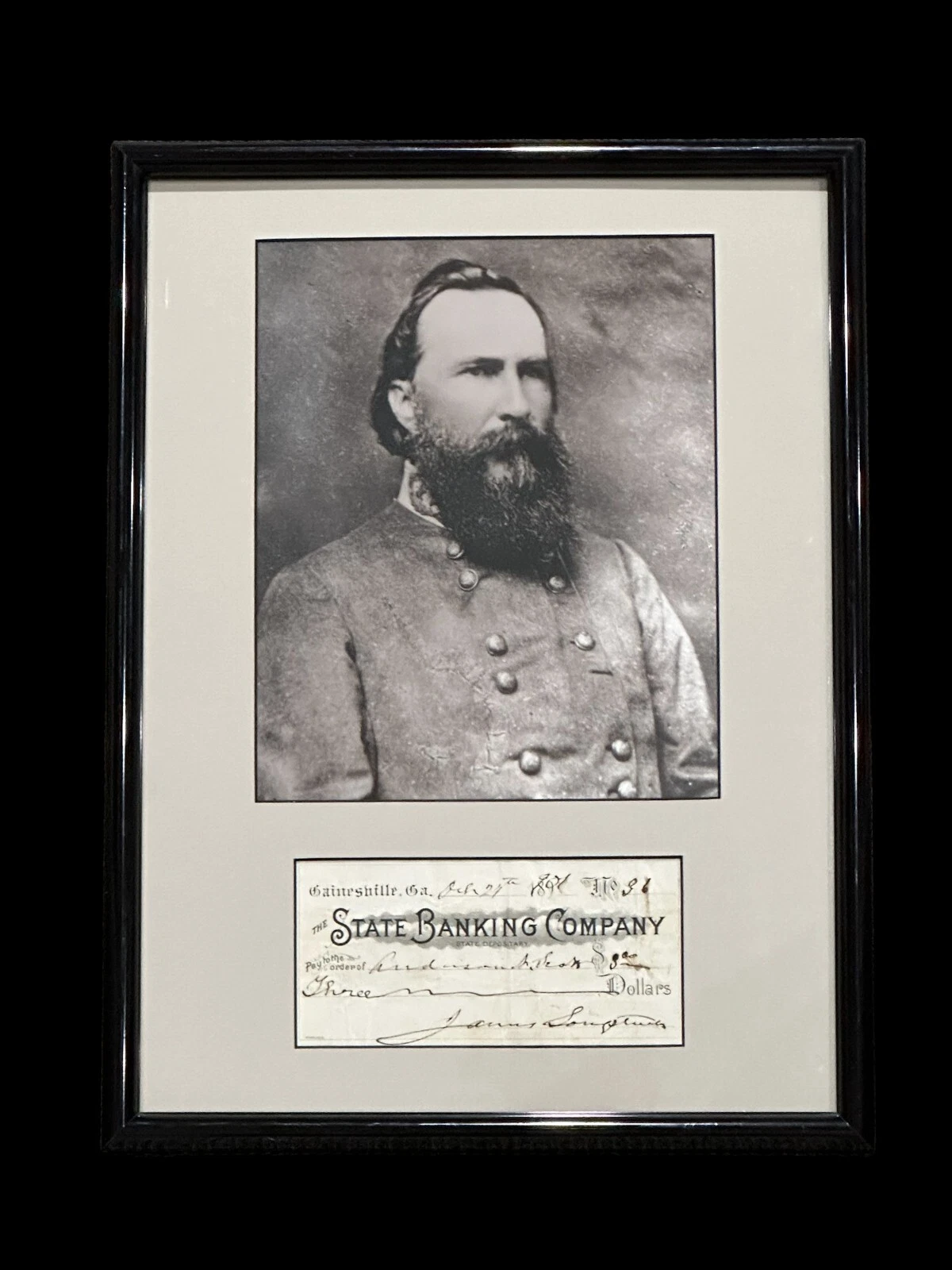 Confederate General James Longstreet Civil War Signed Autograph Check Photo JSA