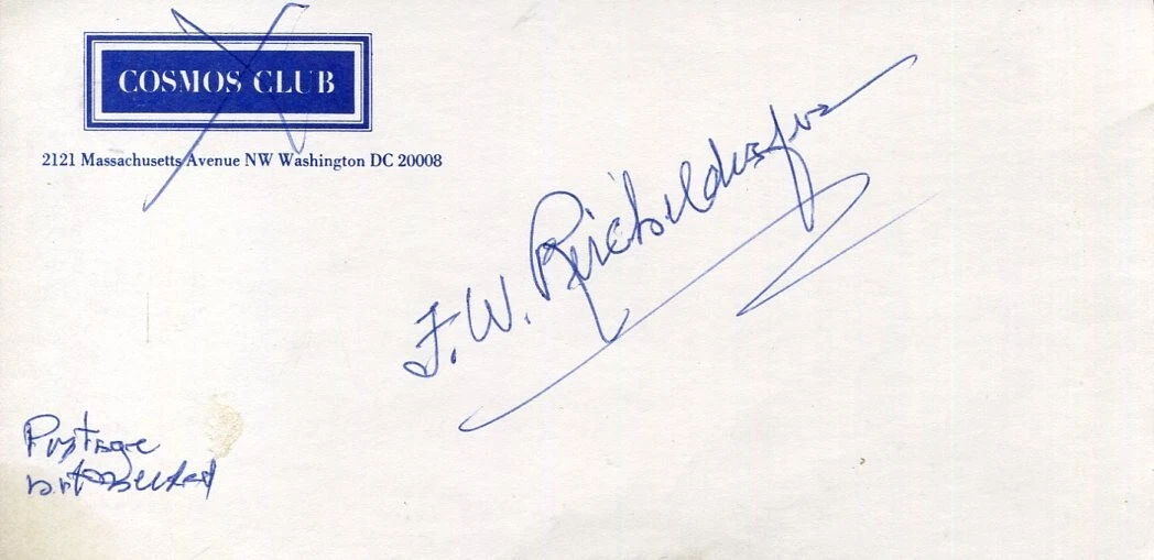 Francis Reichelderfer Navy Pilot Meteorologist Weather Bureau Signed Autograph