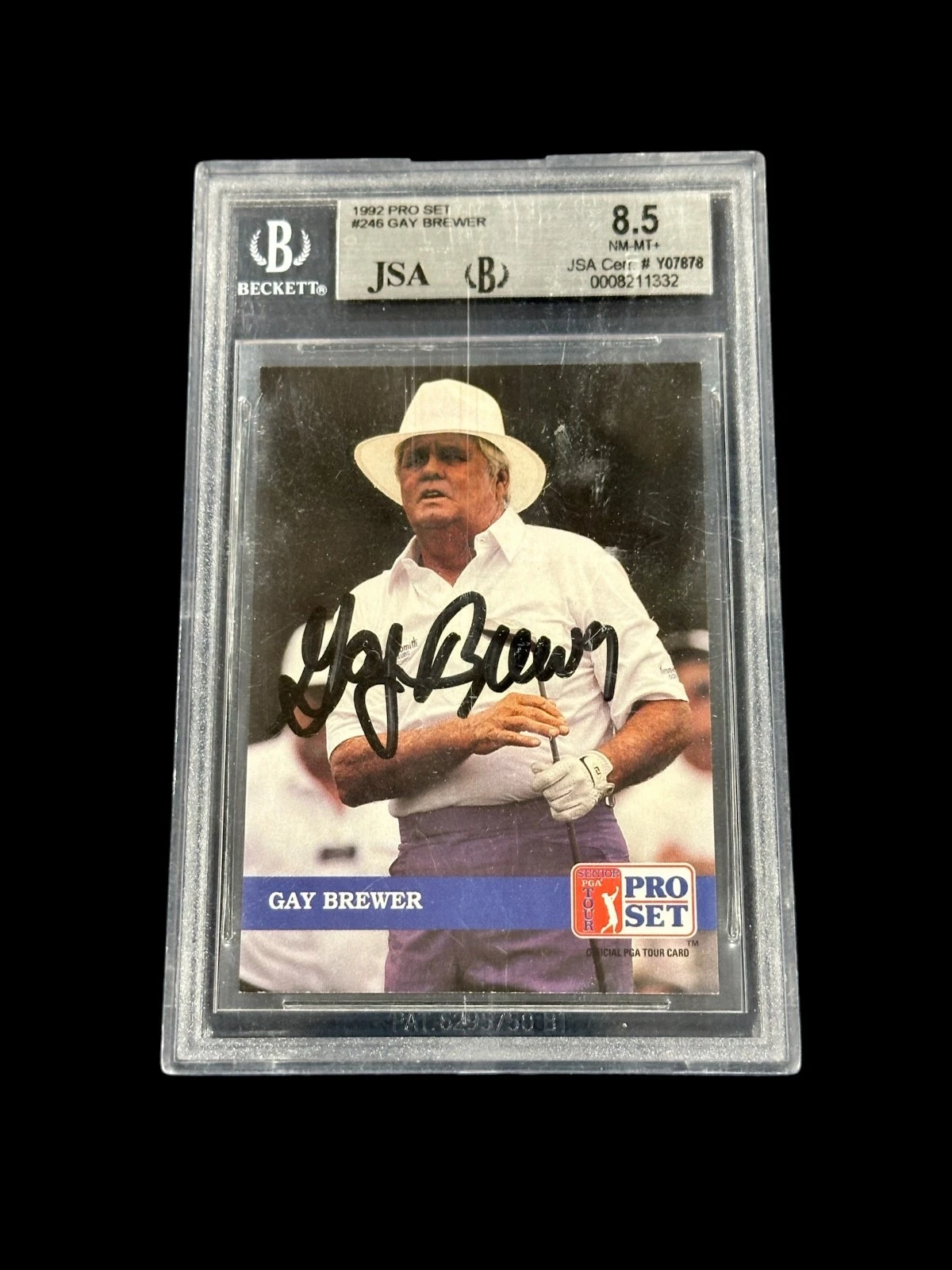 Gay Brewer Golf PGA Masters Champ Signed Autograph Proset BAS Beckett JSA Slab