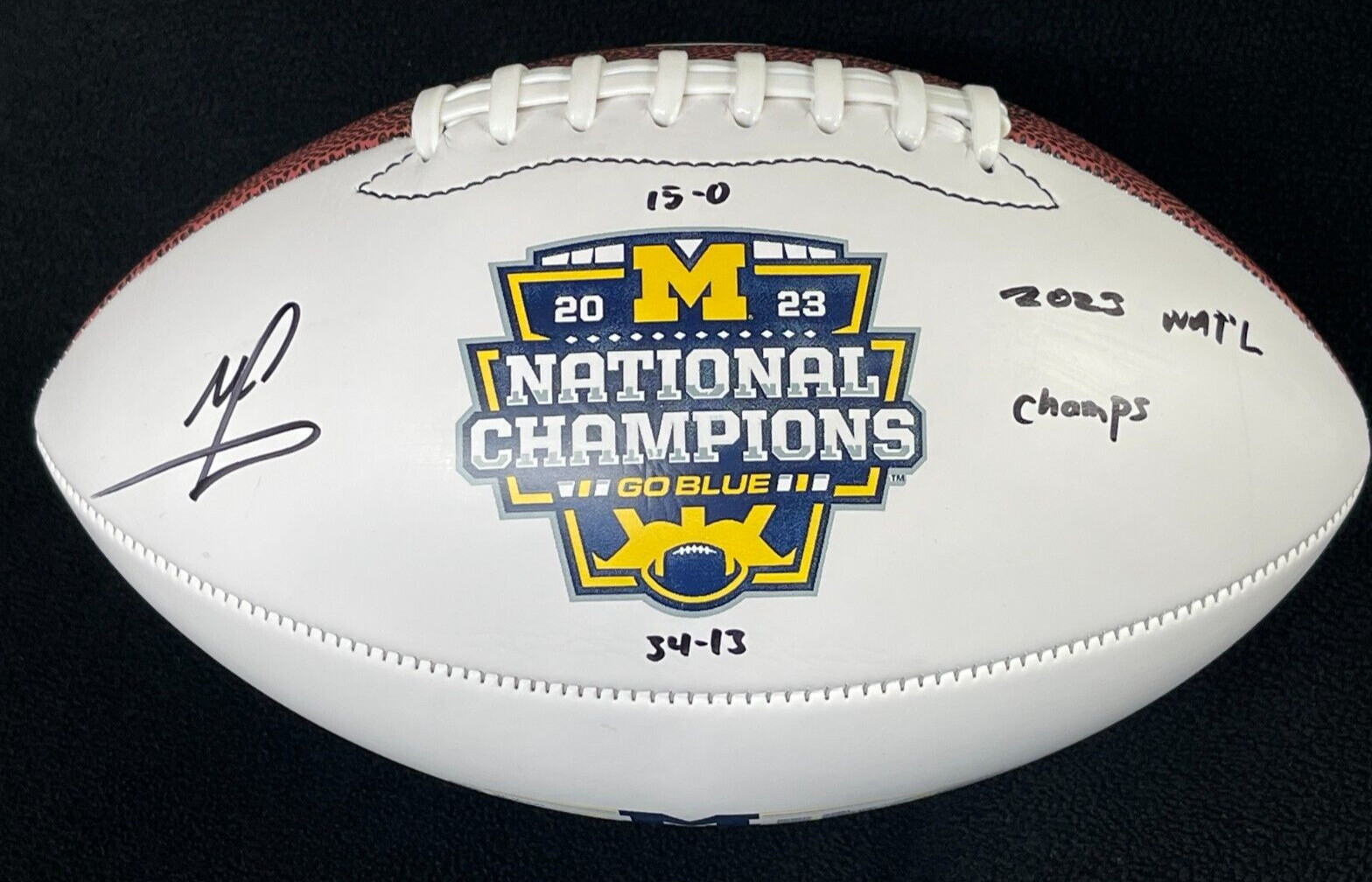 Mike Sainristil Signed Inscribed Michigan Wolverines National Champions Football