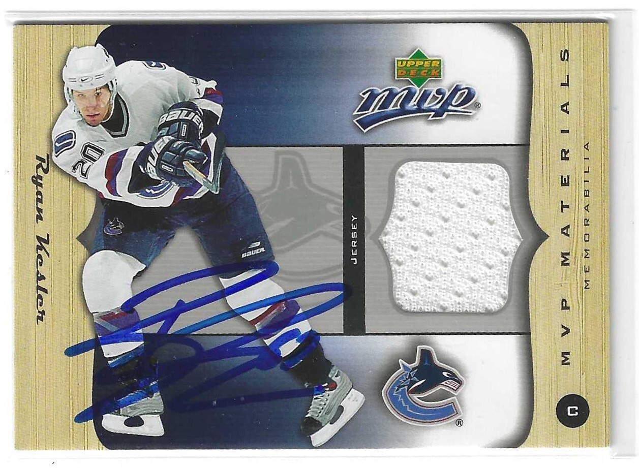 Ryan Kesler Signed 2005/06 UD MVP Materials Card M-RK Vancouver Canucks