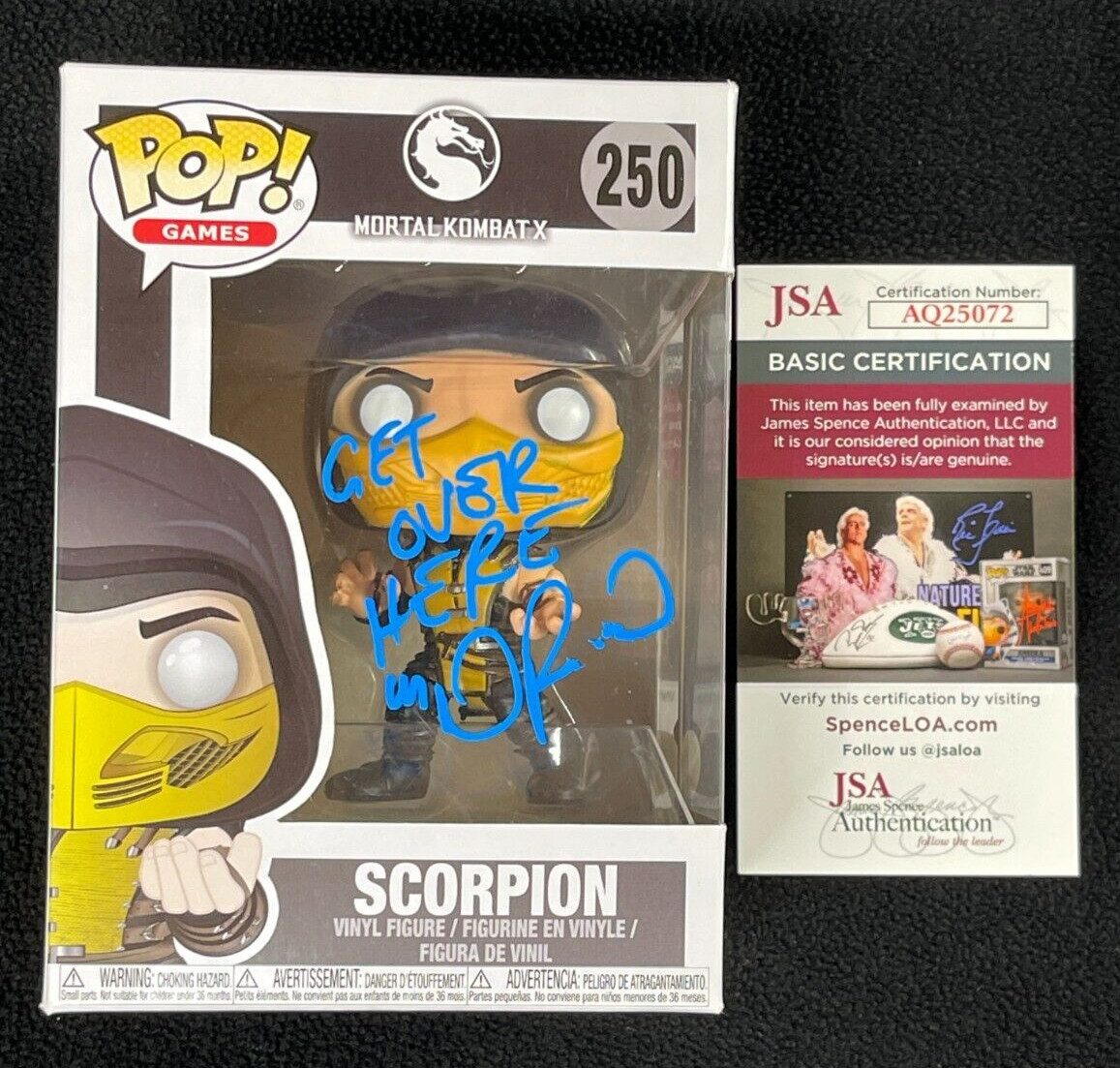 Daniel Pesina Signed Scorpion Mortal Kombat #250 Funko Pop Figure JSA COA