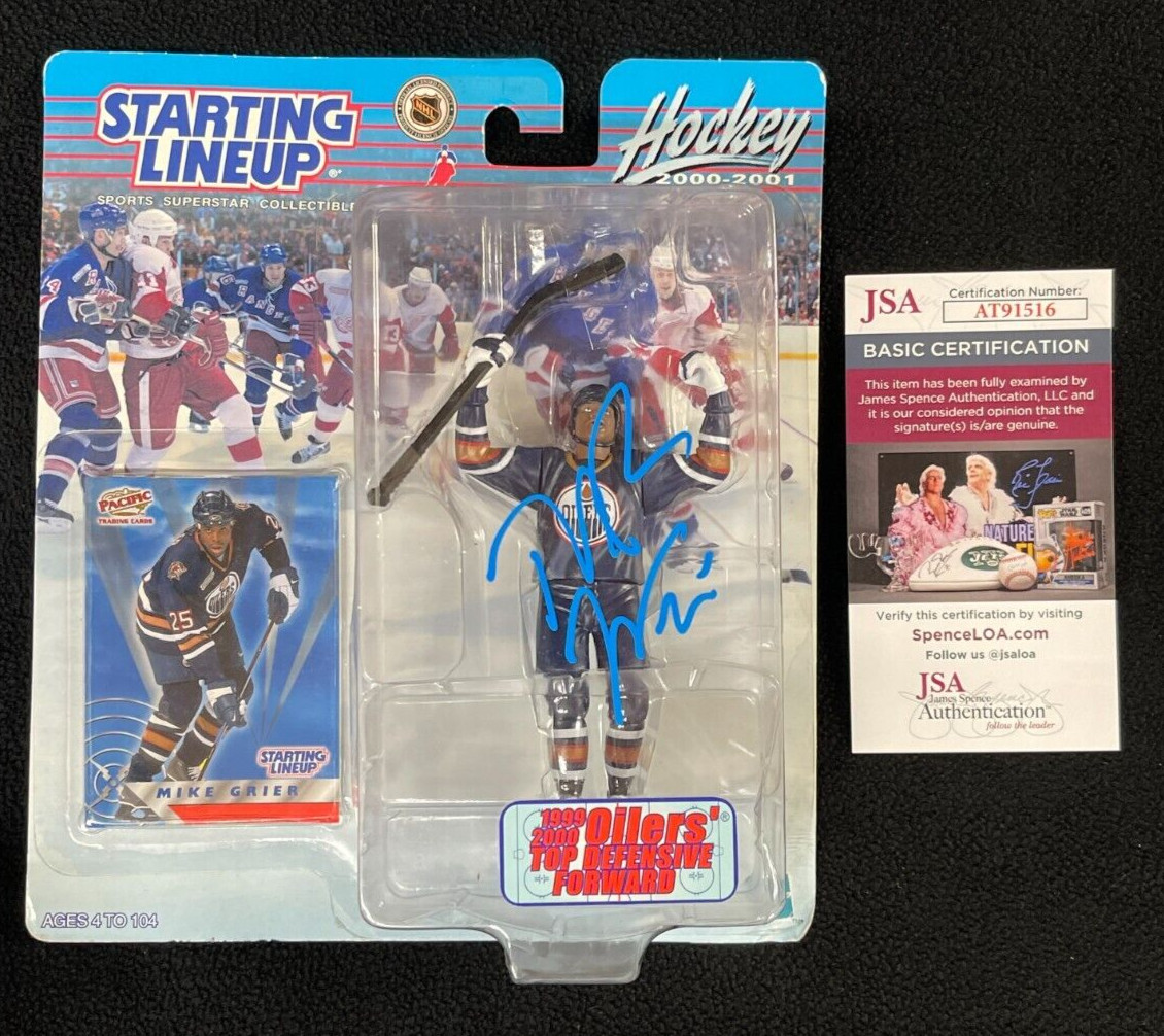 Mike Grier Signed Edmonton Oilers Starting Lineup Figure JSA COA