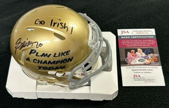 BENJAMIN MORRISON SIGNED NOTRE DAME FIGHTING IRISH EXCLUSIVE MINI HELMET JSA COA COLLECTIBLE MEMORABILIA
