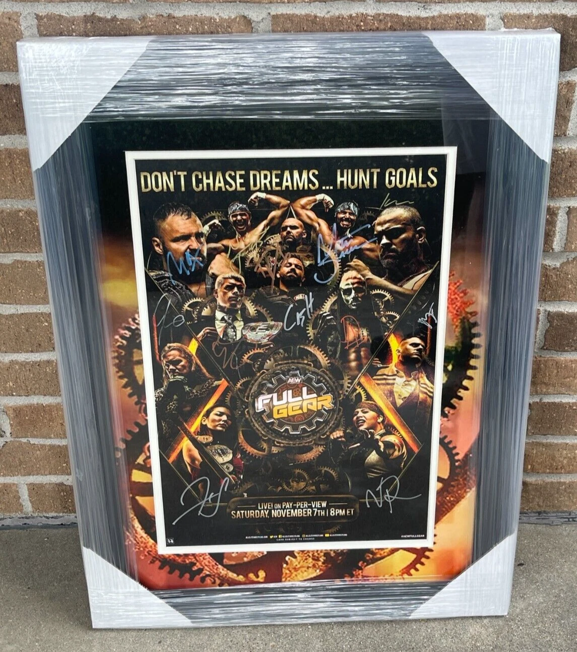 2020 AEW Full Gear Multi Signed Framed Event Card 12X18 Poster Photo JSA COA LOA
