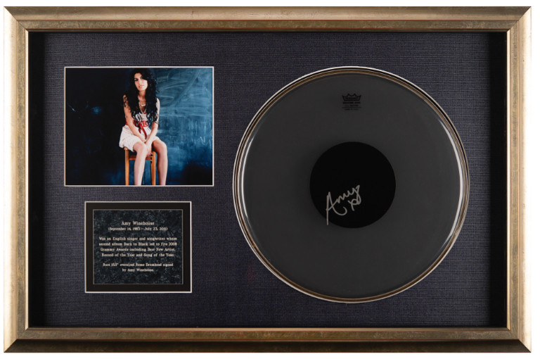 Amy Winehouse Back to Black Singer Signed Autograph Framed Photo Drumhead JSA