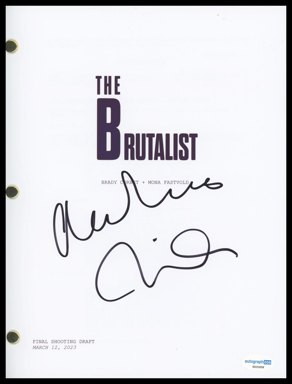 ALESSANDRO NIVOLA “THE BRUTALIST” AUTOGRAPH SIGNED ATTILA SCRIPT SCREENPLAY ACOA COLLECTIBLE MEMORABILIA