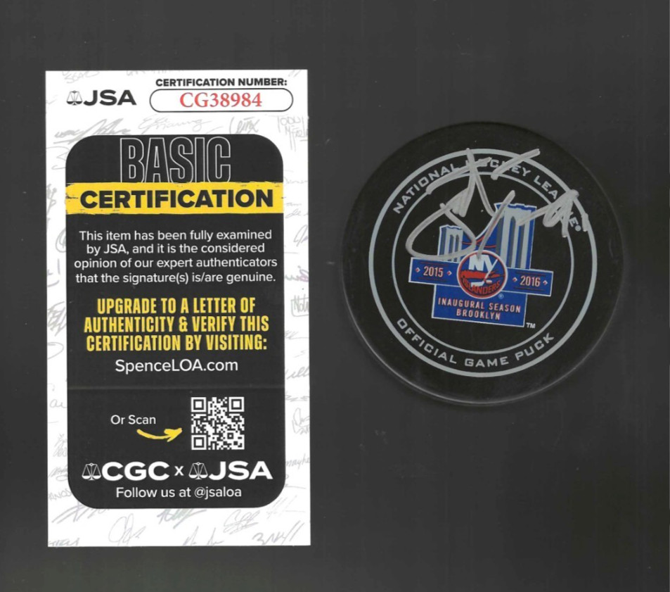 John Tavares Signed New York Islanders Brooklyn Inaugural Official Game Puck JSA