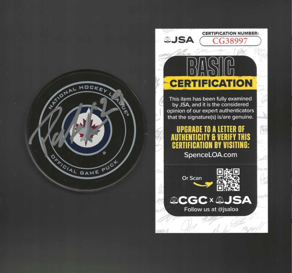 Patrik Laine Signed Winnipeg Jets Official Game Puck JSA COA