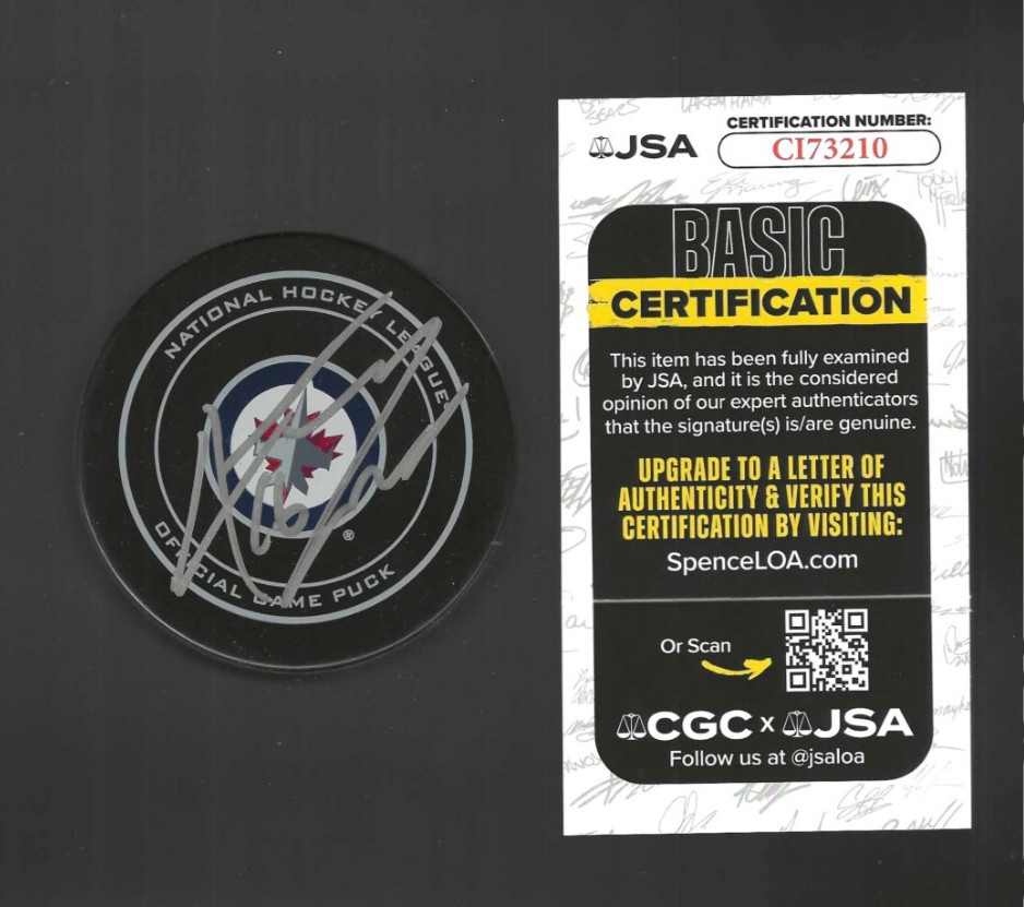 Andrew Ladd Signed Winnipeg Jets Official Game Puck JSA COA