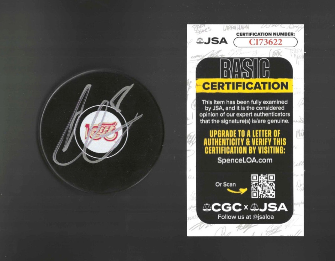 Ben Chiarot Signed Detroit Red Wings Centennial 100th Puck JSA COA