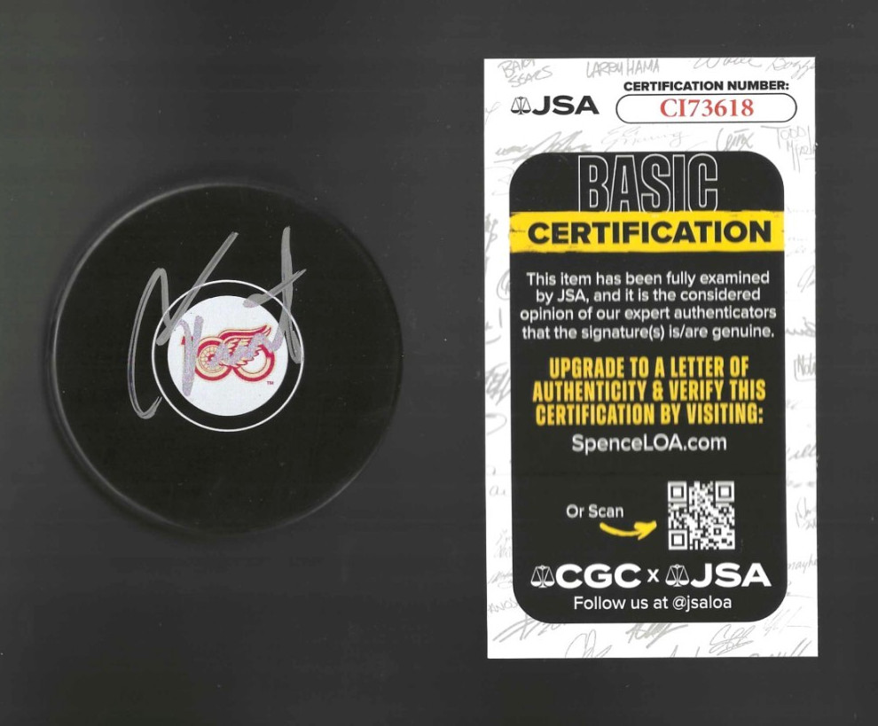 Cam Talbot Signed Detroit Red Wings Centennial 100th Puck JSA COA