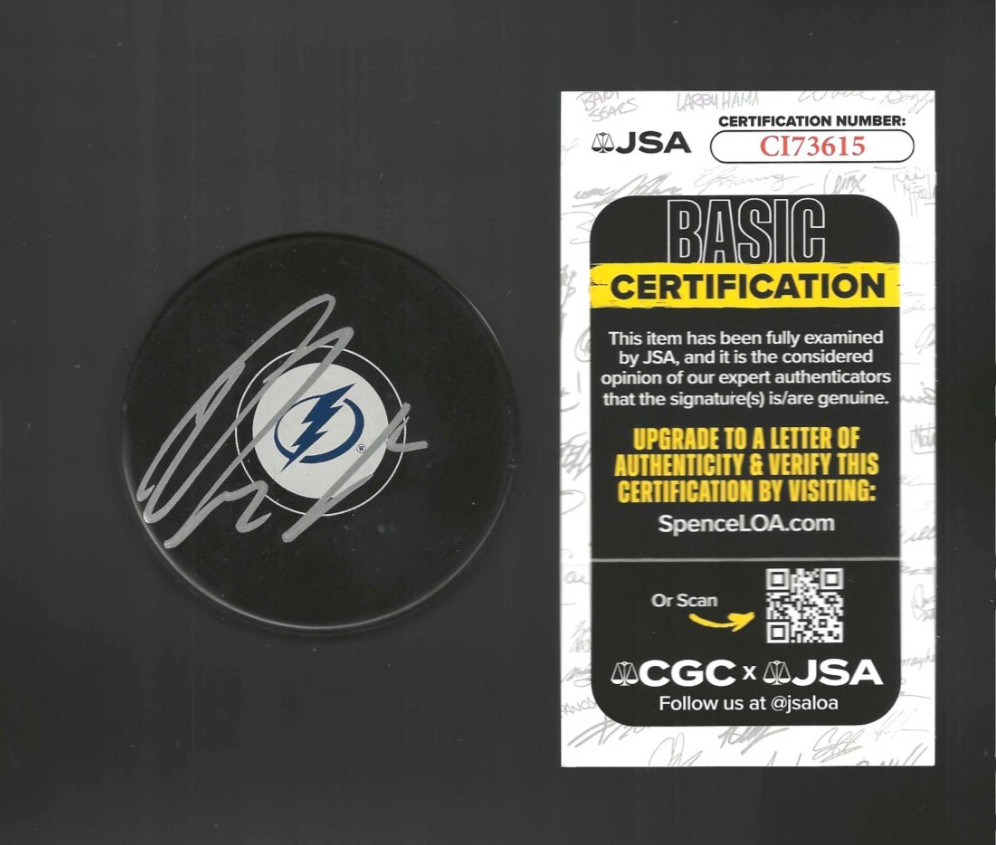 Oliver Bjorkstrand Signed Tampa Bay Lightning Puck JSA COA
