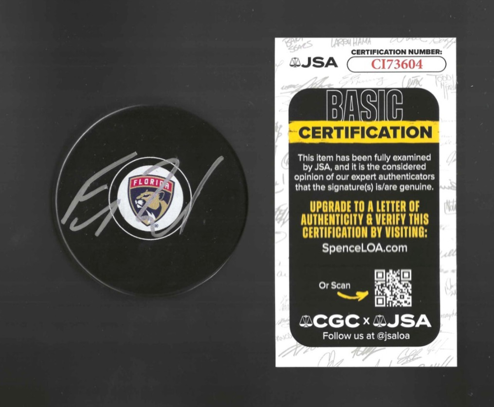 Evan Rodrigues Signed Florida Panthers Puck JSA COA
