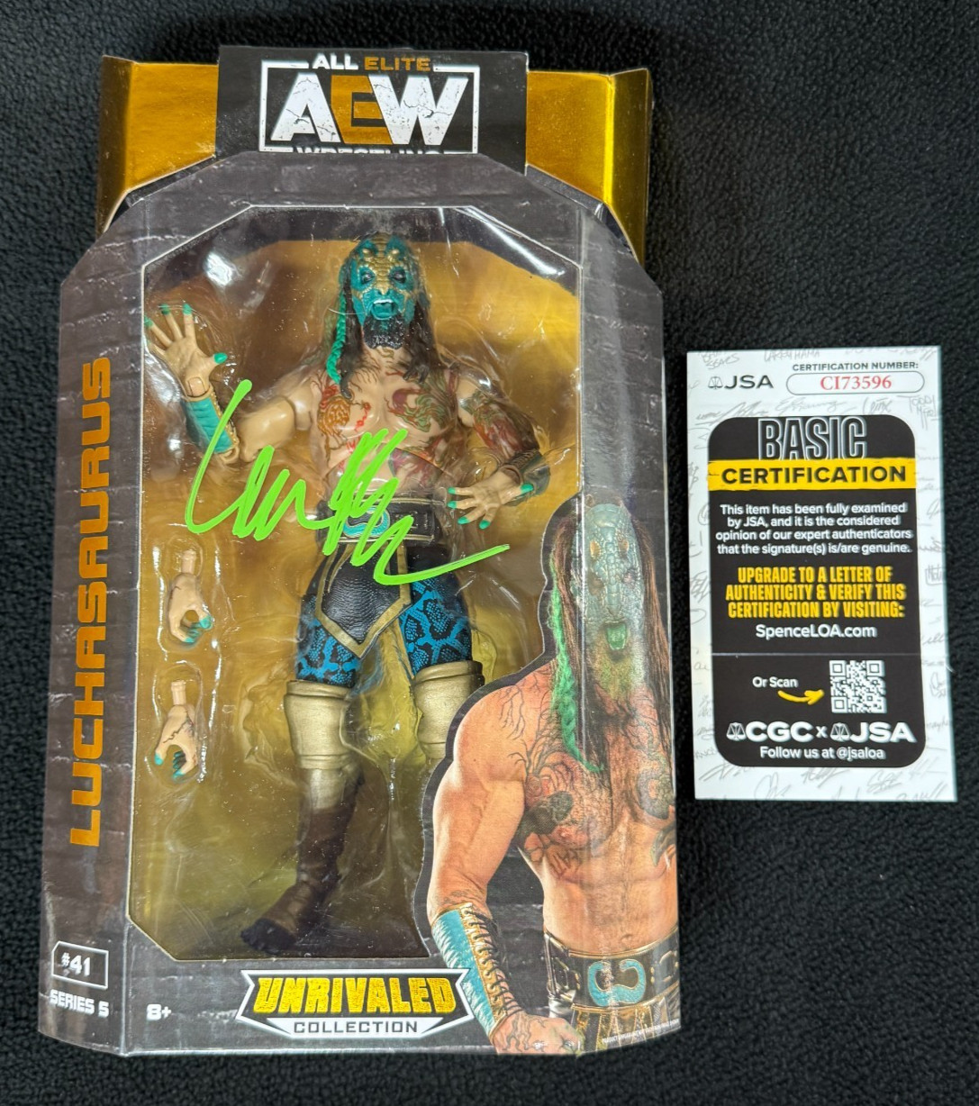 Luchasaurus Signed AEW Unrivaled Collection Action Figure JSA COA WWE