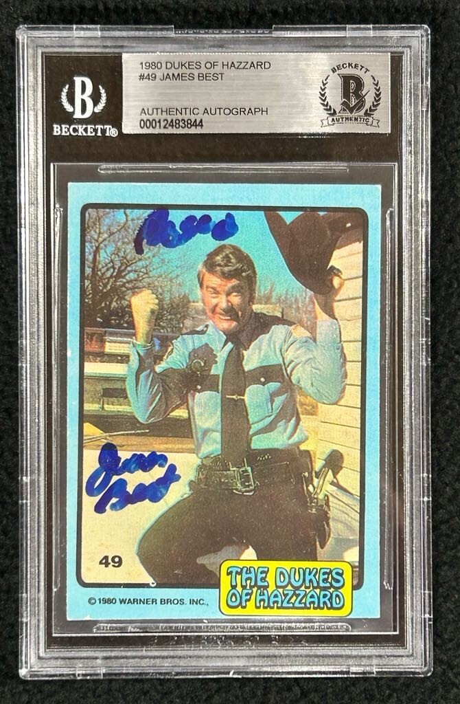 James Best Singed 1980 Dukes Of Hazzard Rosco Card #49 Beckett Authenticated
