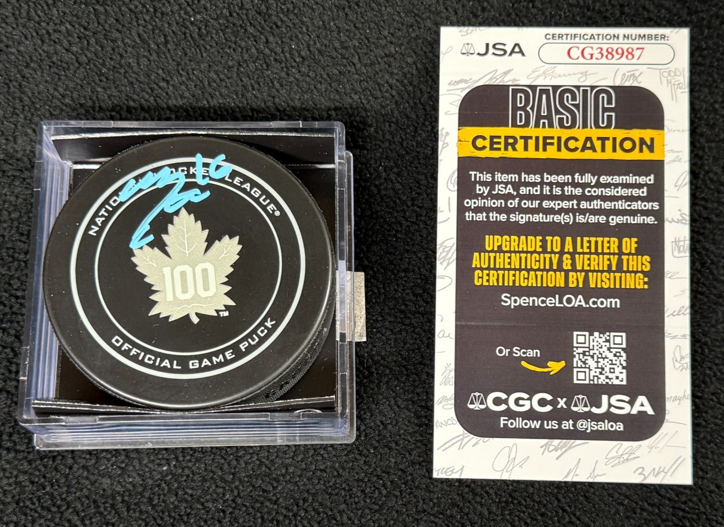 Mitch Marner Signed Toronto Maple Leafs 100th Official Game Puck JSA COA
