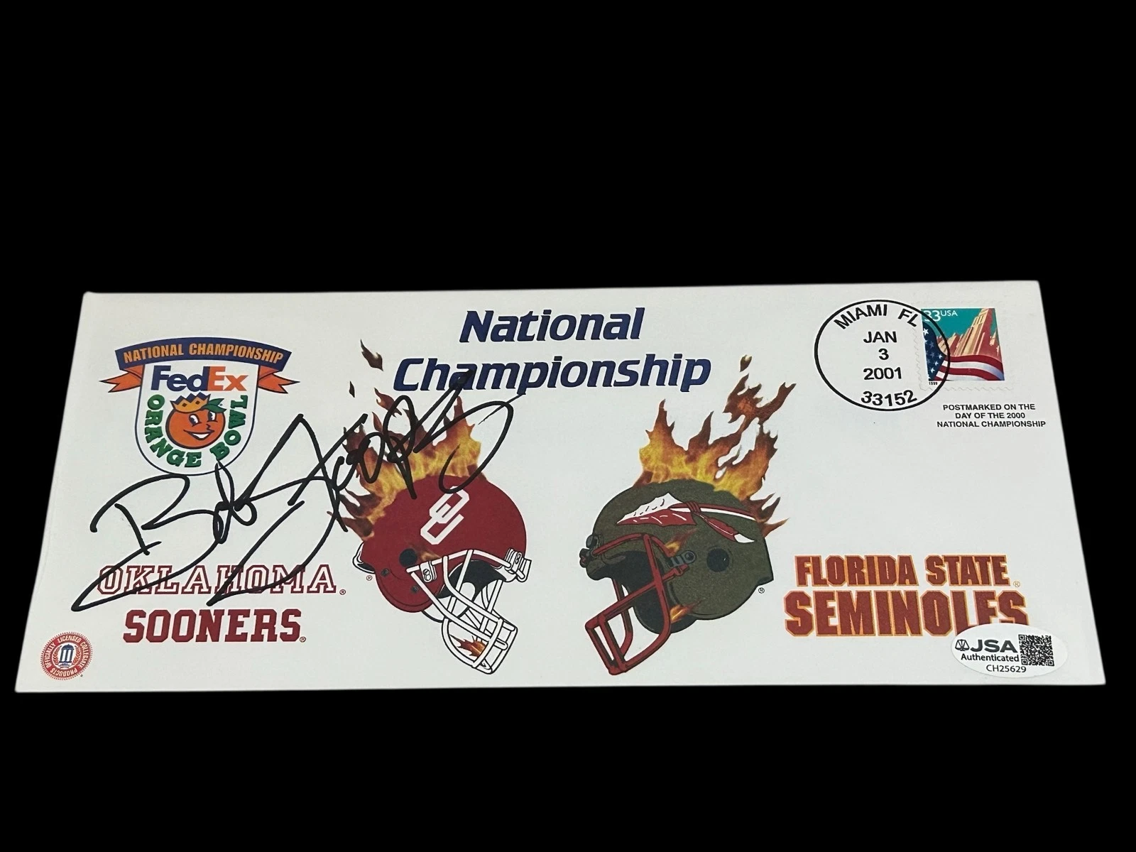 Bob Stoops OU Oklahoma Football National Championship Signed Autograph FDC JSA