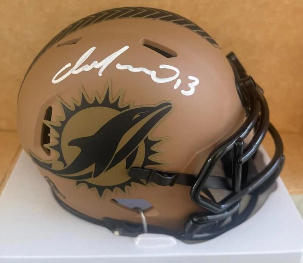 DAN MARINO MIAMI DOLPHINS SIGNED SALUTE TO SERVICE MINI HELMET BECKETT AUTHENTIC