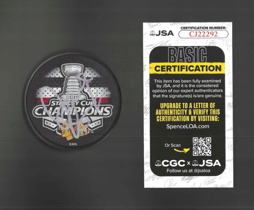 Joel Quenneville Signed Chicago Blackhawks 2015 Stanley Cup Champions Puck JSA
