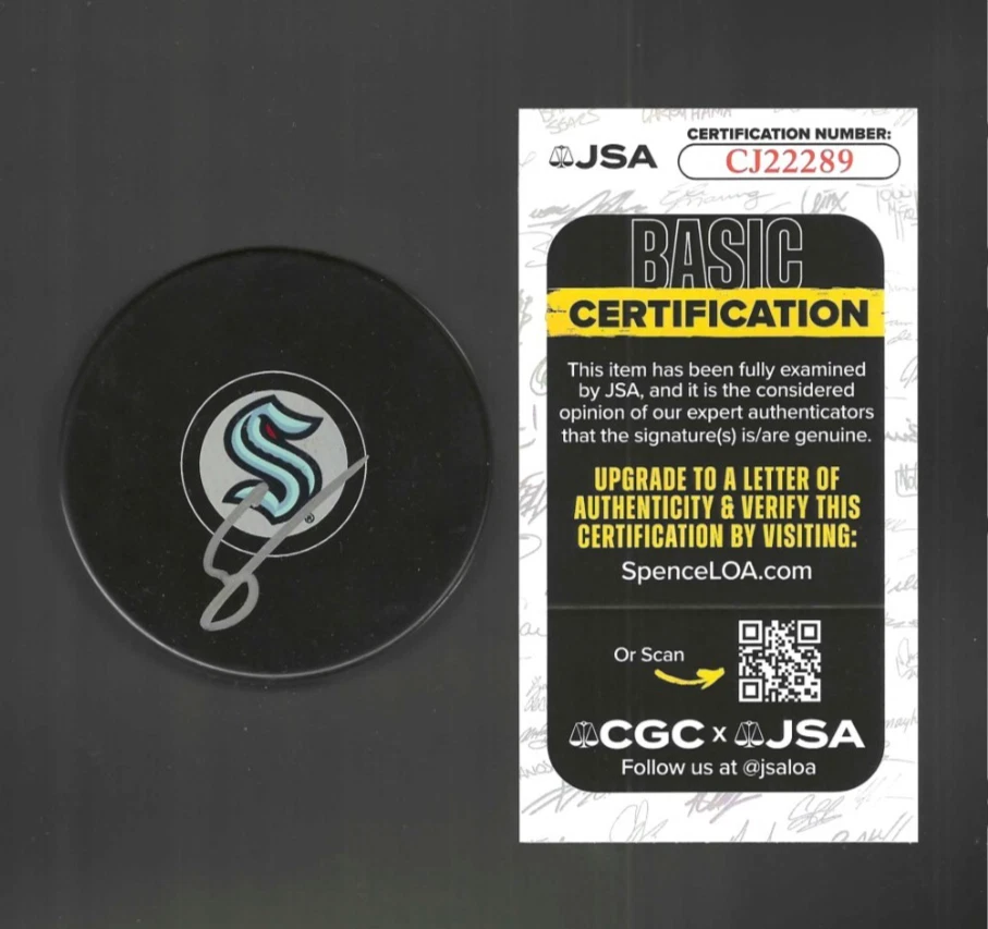 Eeli Tolvanen Signed Seattle Kraken Puck JSA COA