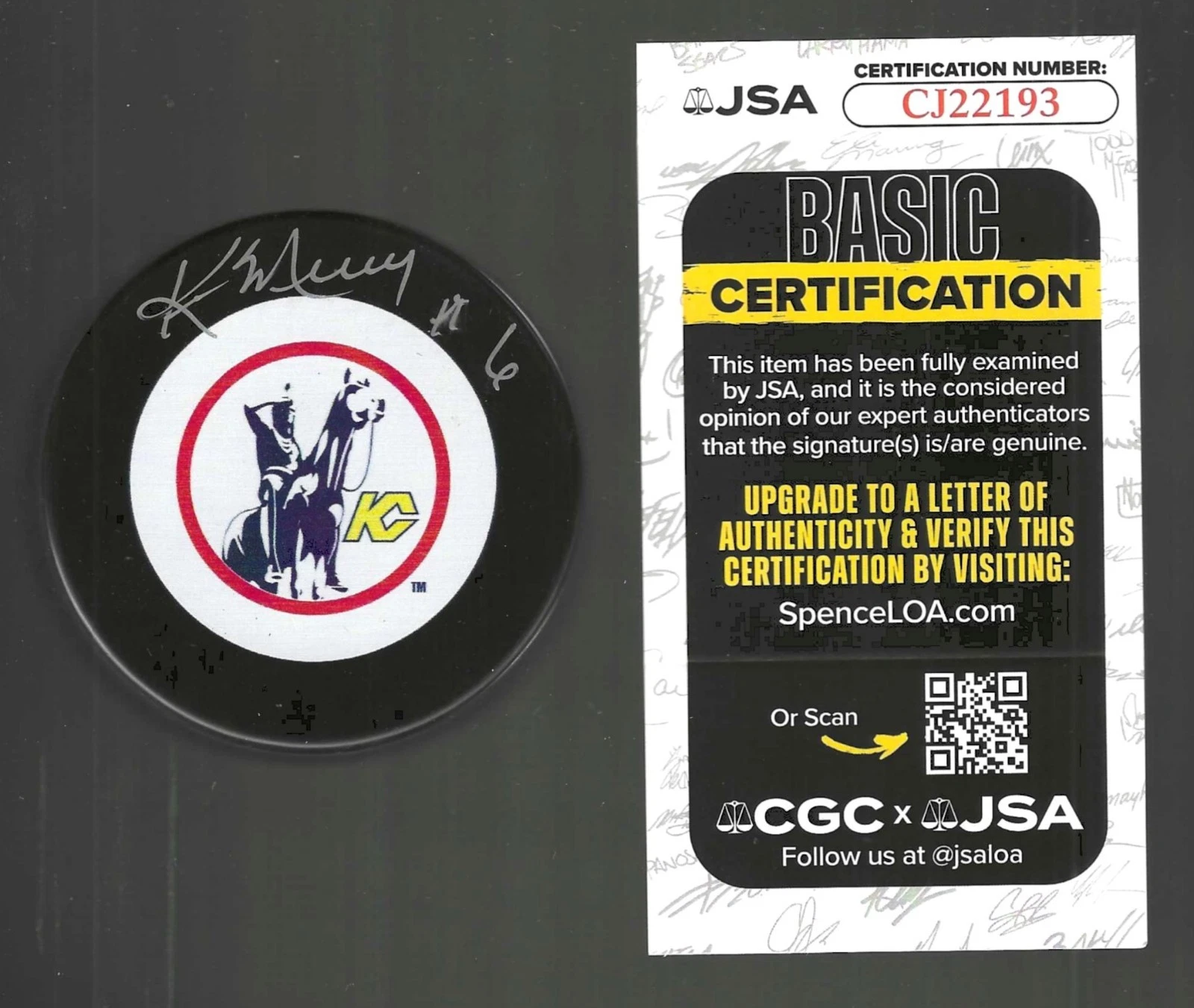 Ken Murray Signed Kansas City Scouts Puck JSA COA