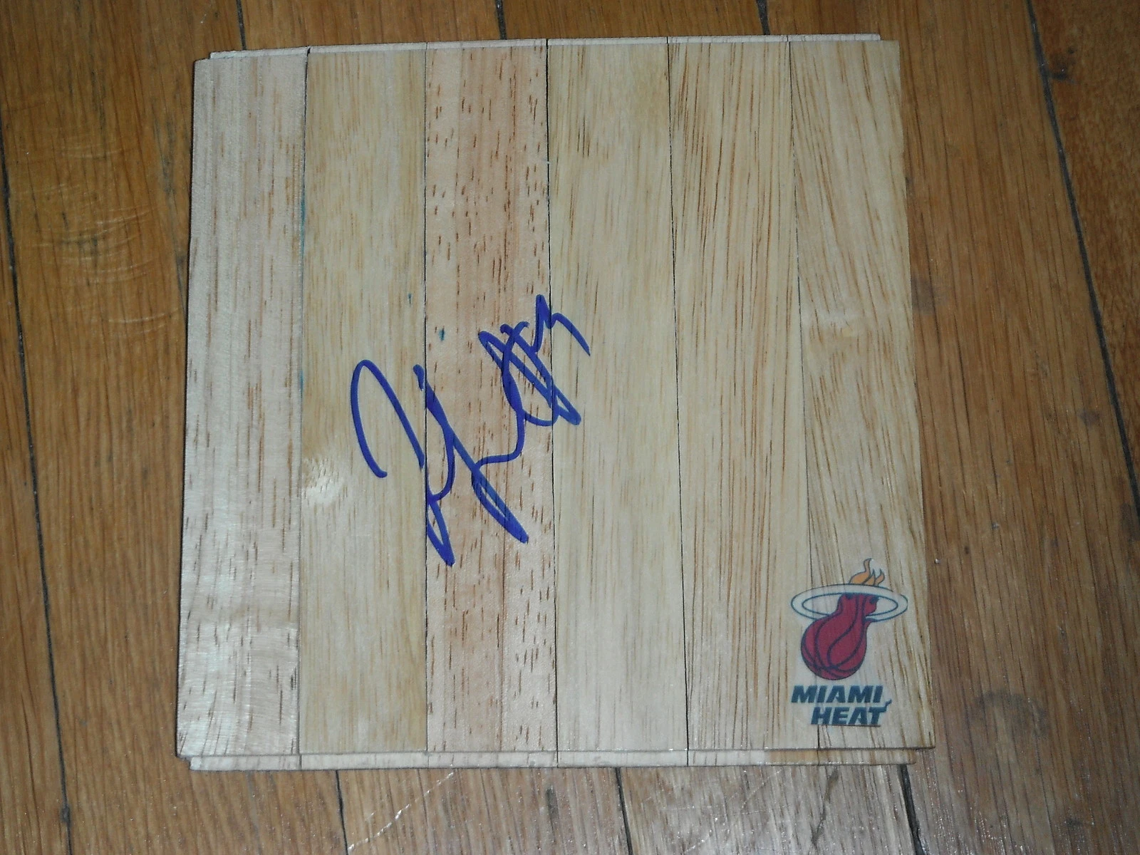 RASHARD LEWIS MIAMI HEAT SIGNED PARQUE WOOD FLOOR TILE