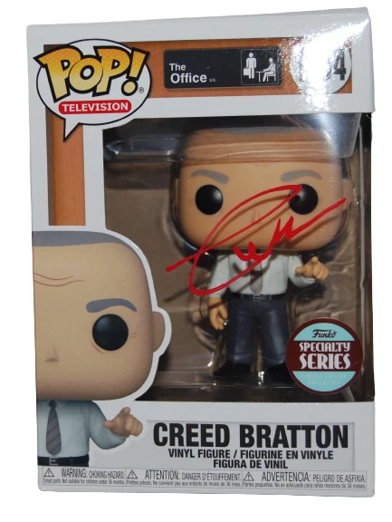 CREED BRATTON signed (THE OFFICE) red ink Specialty Funko Pop #1104 BECKETT BAS