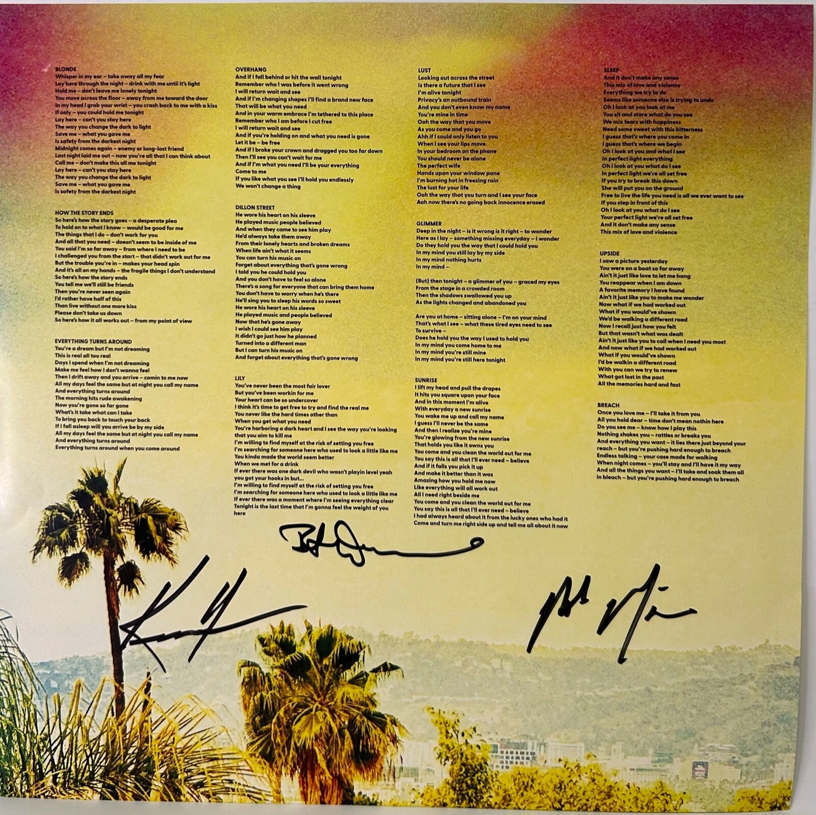 DOGSTAR KEANU REEVES +2 Signed Autograph LP Insert Watermelon Vinyl Record JSA 5