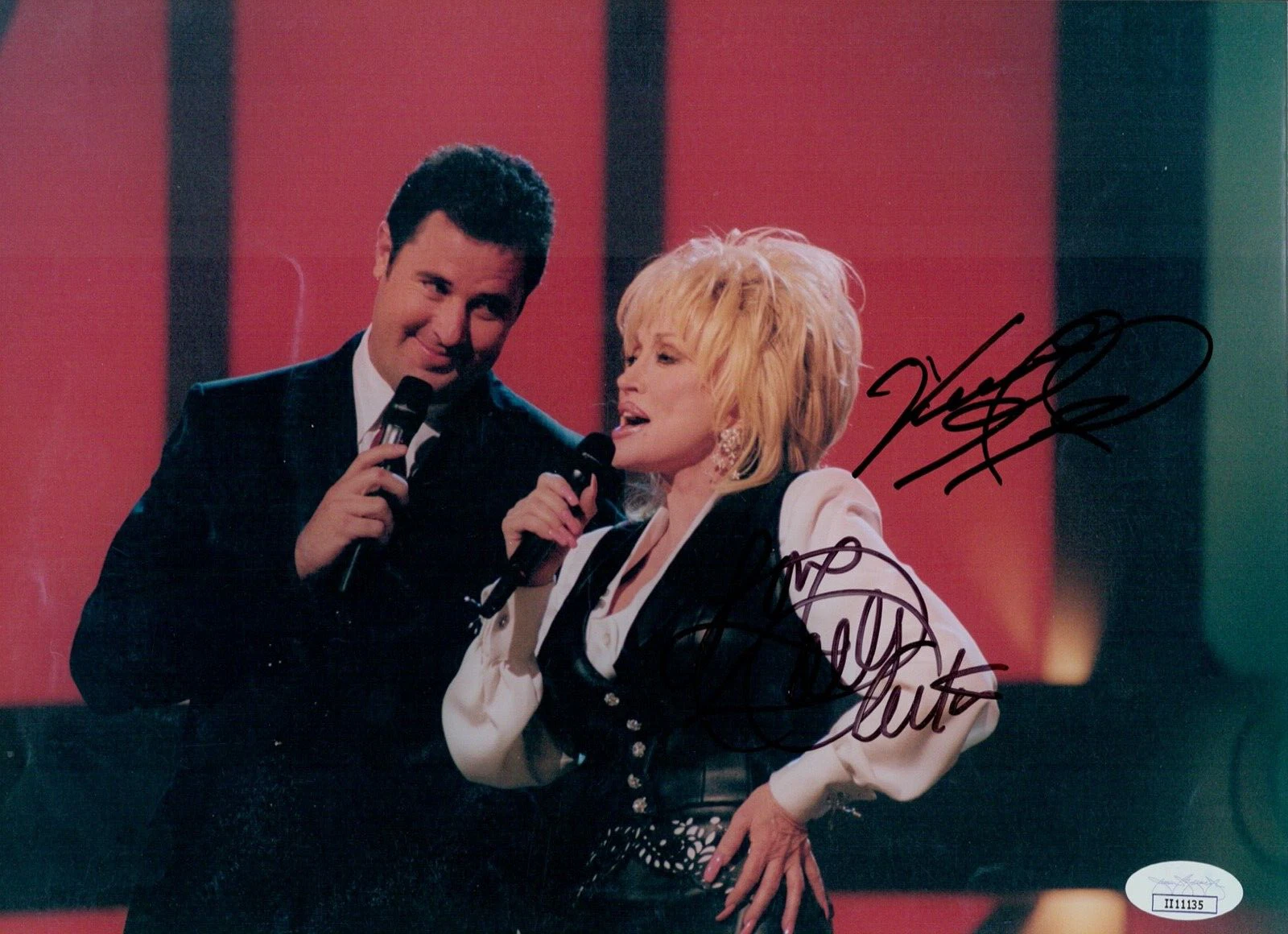 DOLLY PARTON VINCE GILL Signed Autograph Original Candid 8x11 Photo JSA COA