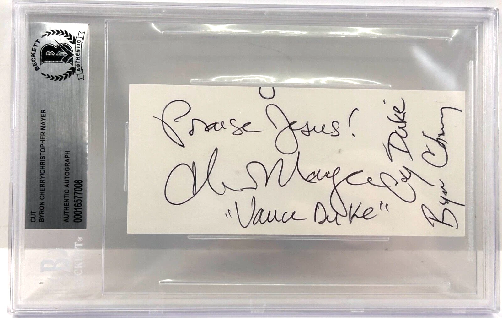CHRISTOPHER MAYER B. CHERRY Signed Slabbed Encapsulated BAS DUKES OF HAZZARD 08