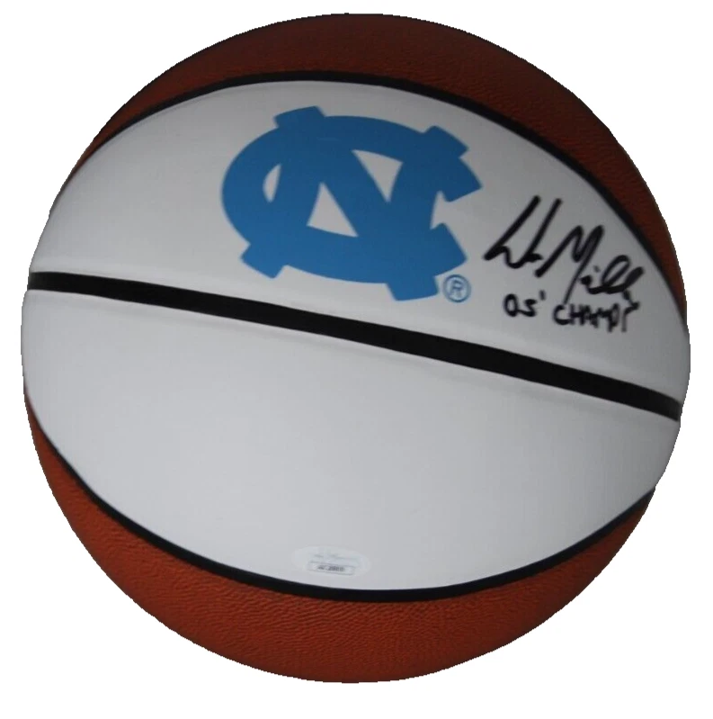 WES MILLER signed (NORTH CAROLINA TAR HEELS) Full Size basketball JSA AX28809
