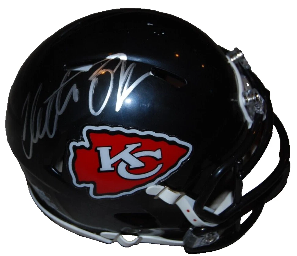 CHRISTIAN OKOYE signed (KANSAS CITY CHIEFS) Black out Mini Helmet JSA AX11395