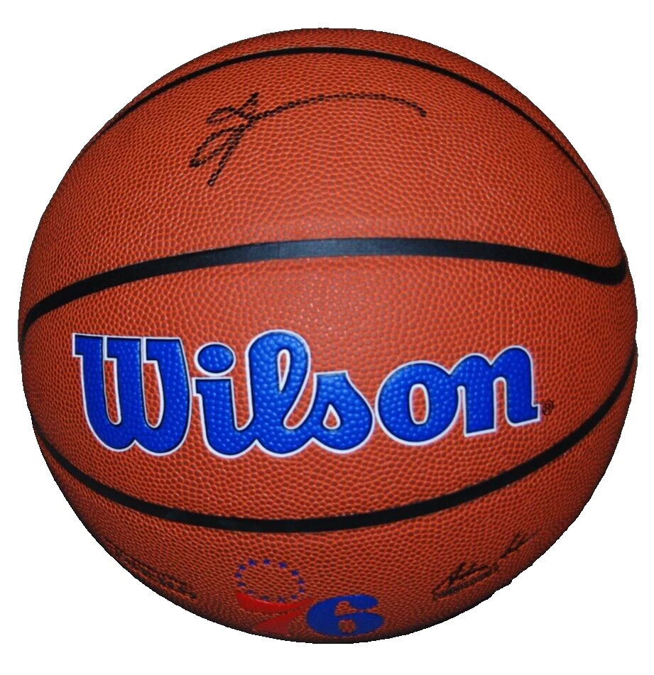 ALLEN IVERSON signed (PHILADELPHIA 76ERS) NBA logo basketball JSA AX28896