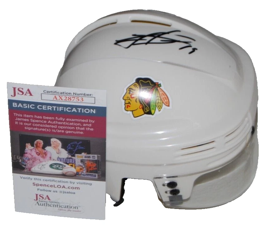 JONATHAN TOEWS signed (CHICAGO BLACKHAWKS) mini hockey helmet JSA AX28753